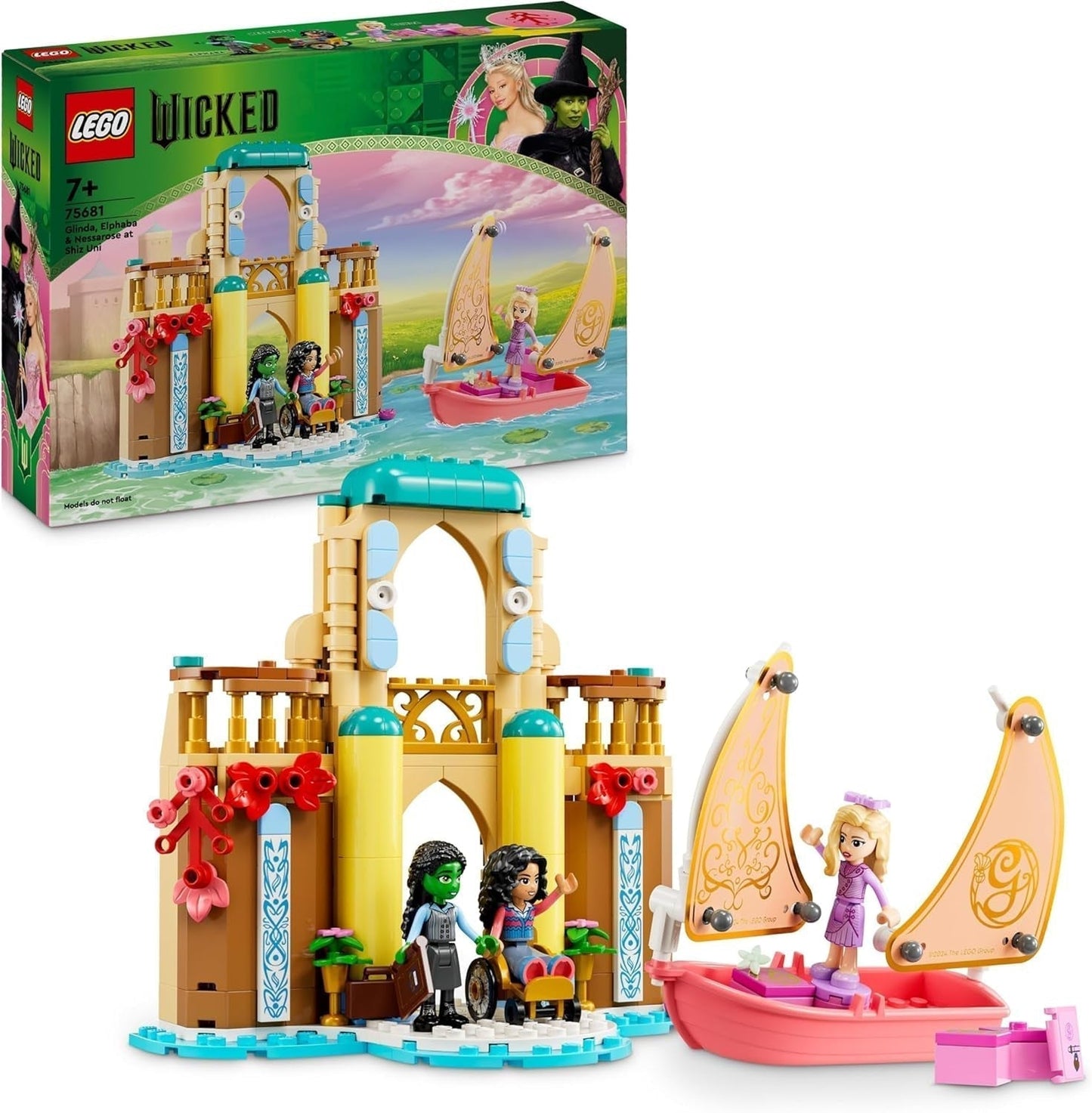 LEGO Wicked Glinda, Elphaba a Nessarose na univerzitě Shiz Plachetnice a 3 figurky Dárek pro dívky a chlapce 7 let staré milovníky domečků pro panenky 75681 Stavebnice Besuche den LEGO-Store Výchozí název