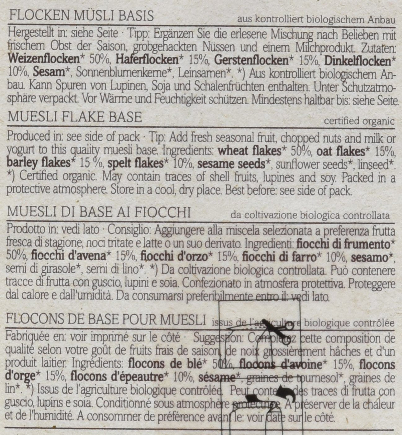 Verival Flocken Basis Müsli - Bio, balení 6 Err (6 X 1 Kg) Cereálie Naty Shop