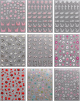 JMEOWIO Nálepka na nehty Blume 9 Blatt Nálepka na nehty Selbtklebend Nagelaufkleber Frühling Letní květinová dekorace Nageldesign Zubehör