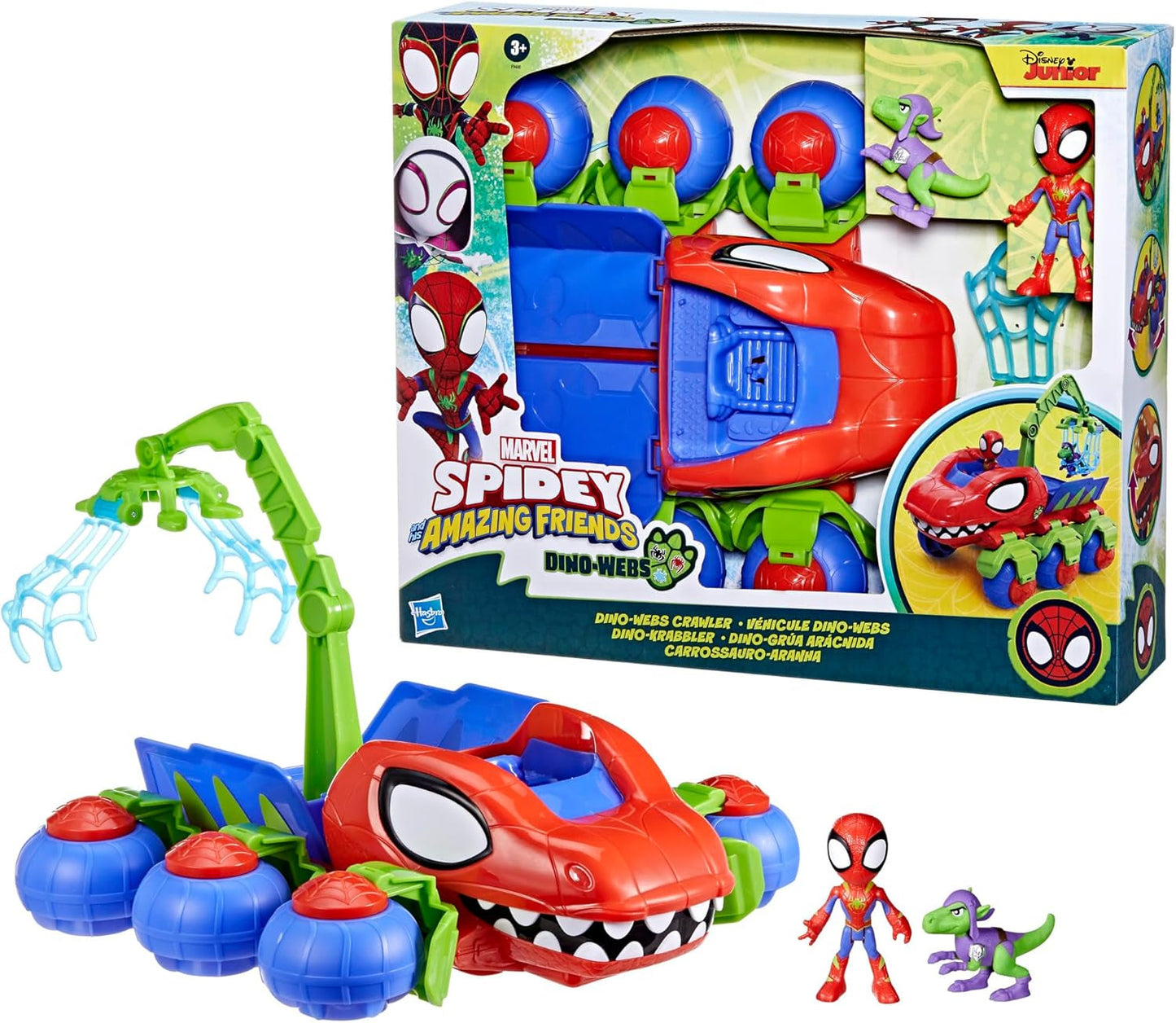 Marvel Spidey a jeho super přátelé Dino Crawler Superhrdina s figurkami Spideyho a Dino a transportní hračkou pro děti od 3 let Akční figurky Naty Shop