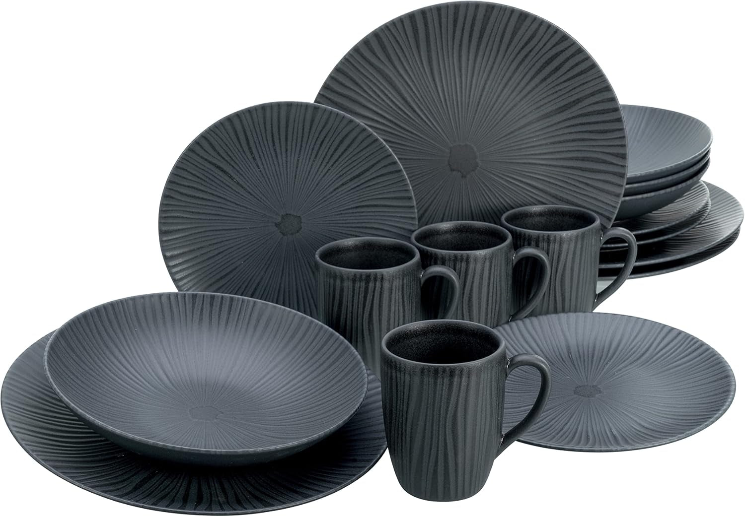 CreaTable, 20537, Vesuvio Black Series, 16dílná sada jídelního nádobí, Porcelánová kombinovaná služba, Vhodné do myčky a mikrovlnné trouby, Vyrobeno v Portugalsku