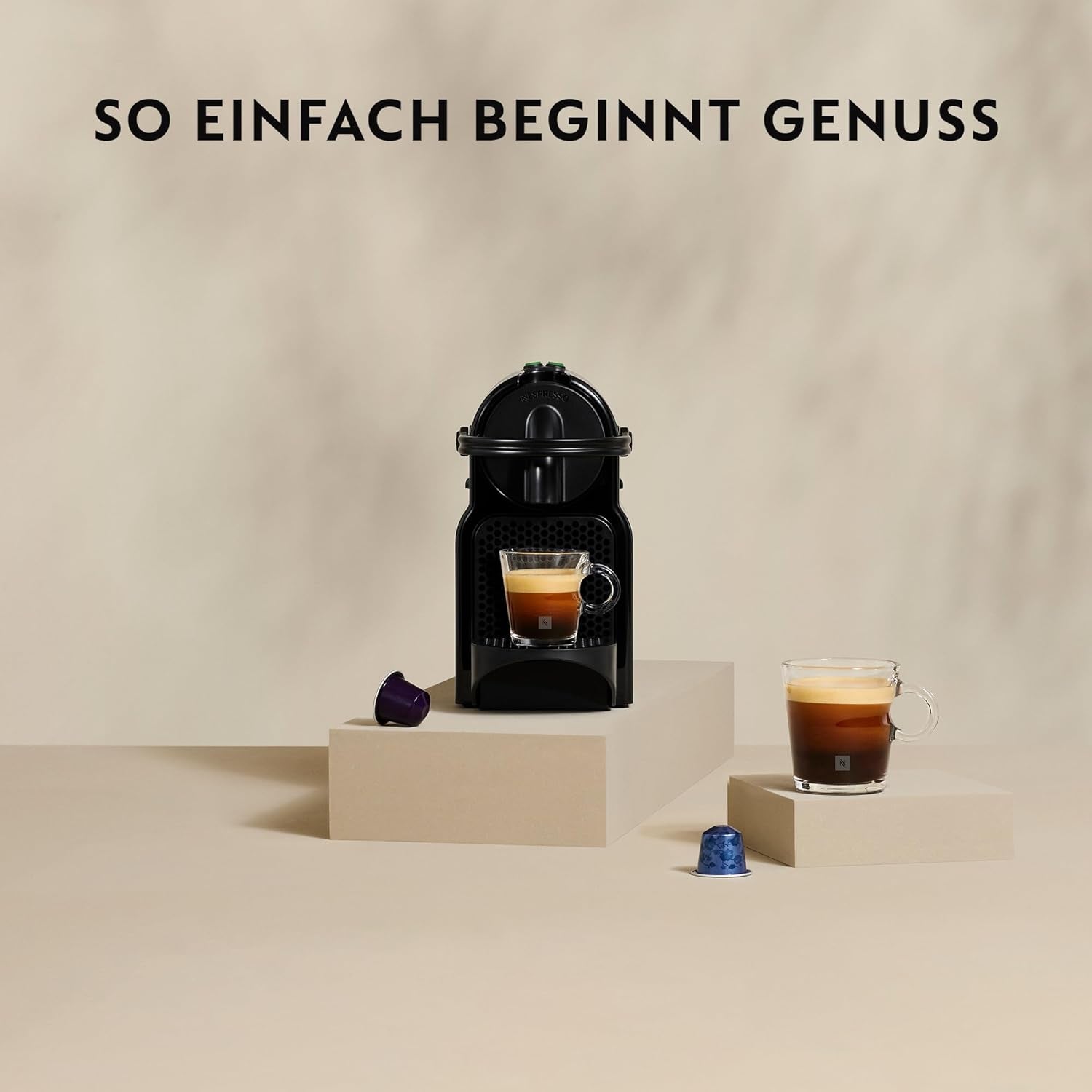 Nespresso kapslový espresso kávovar De'Longhi EN 80.B Inissia, vysokotlaká pumpa a funkce úspory energie, automatické vypnutí po 9 minutách, objem šálku na espresso a lungo, nádržka na vodu 0,7 l, černá