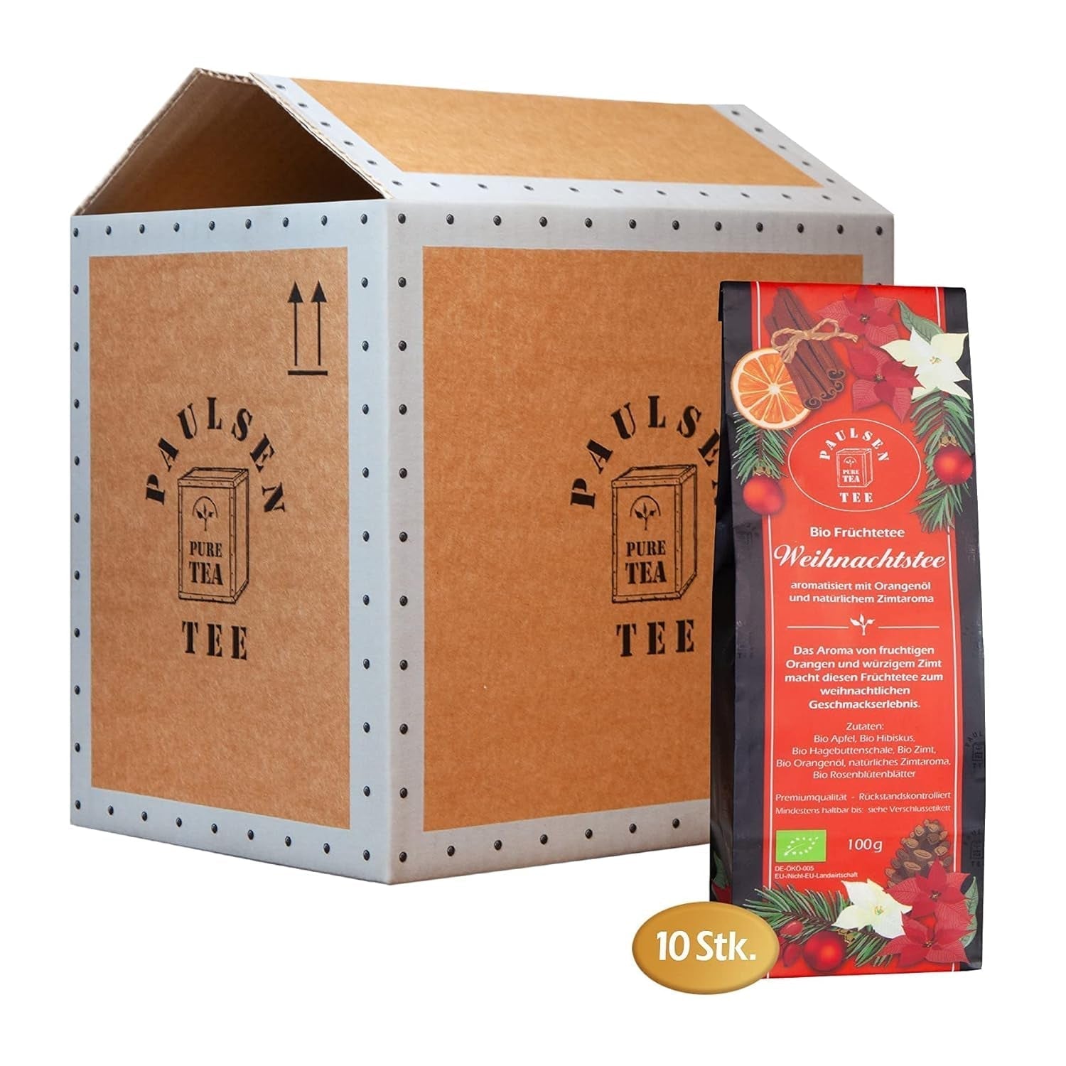 Organický vánoční čaj 10 X 100G, Paulsen Tea Ovocný čaj Kontrolovaný na zbytky