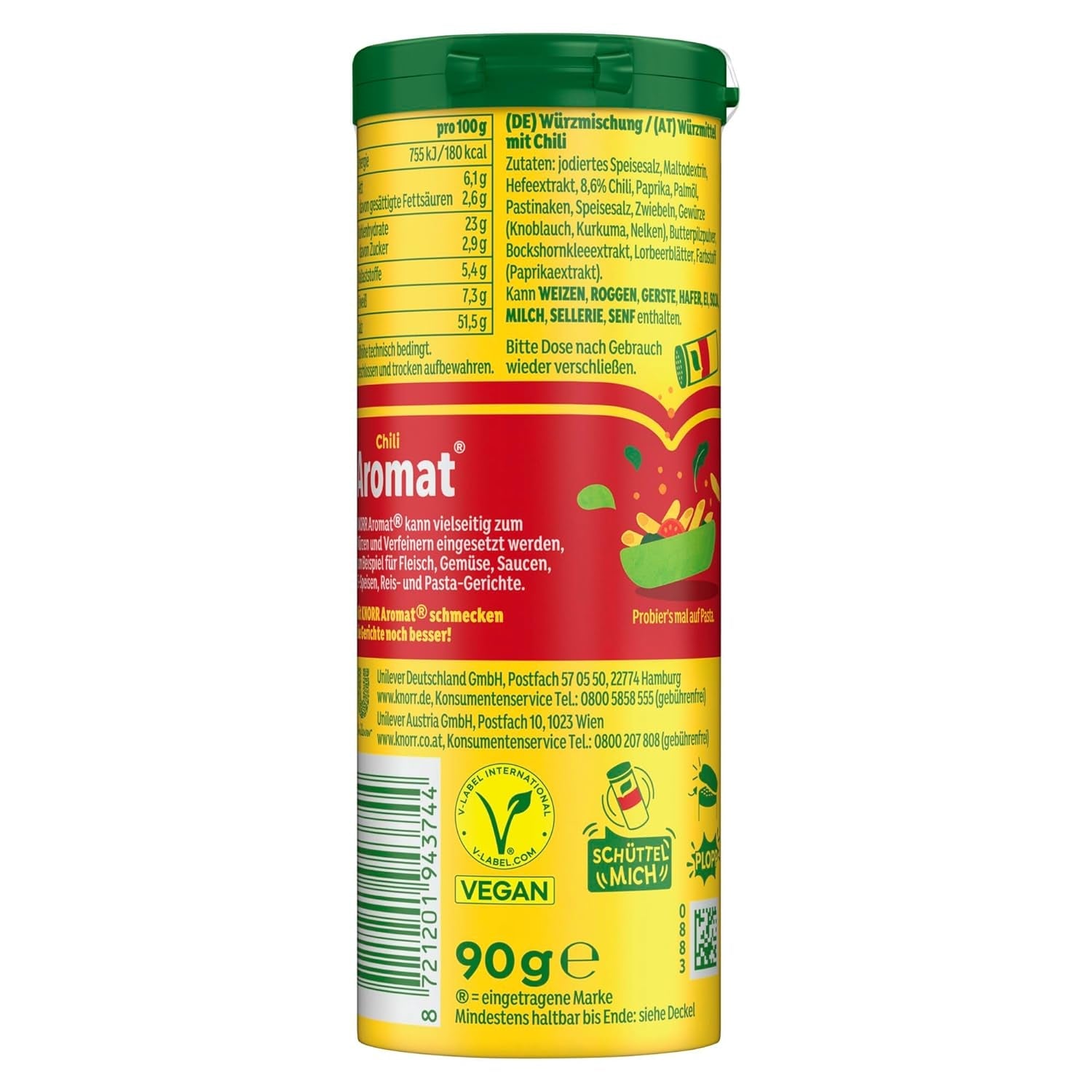 Knorr Würzmischung Chilli s příchutí pro rychlé pokrmy k dochucení a dochucení brambor, těstovin, zeleniny a dalších 90 g
