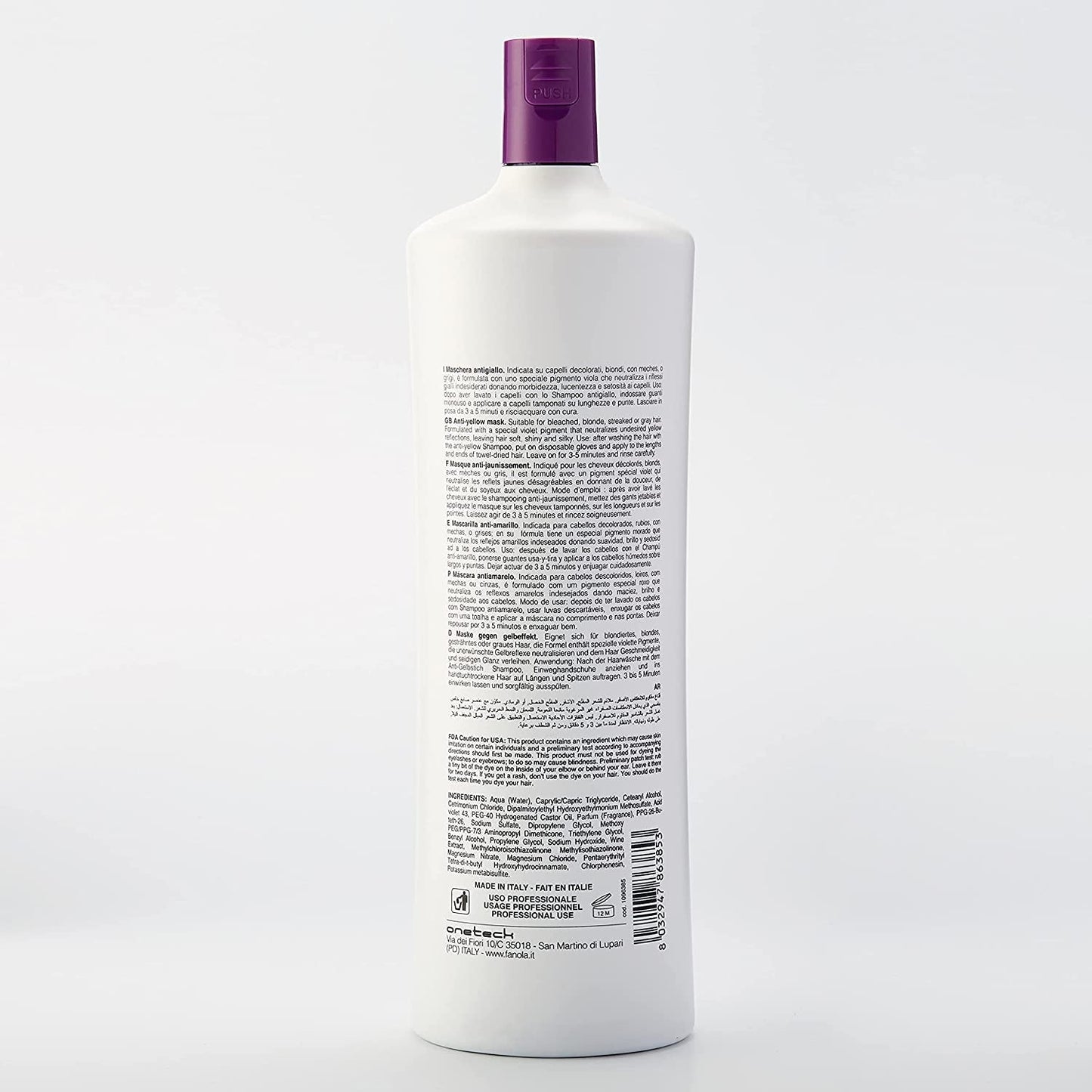 Fanola No Yellow Mask - pečující kúra, 1l masky na vlasy Naty Shop