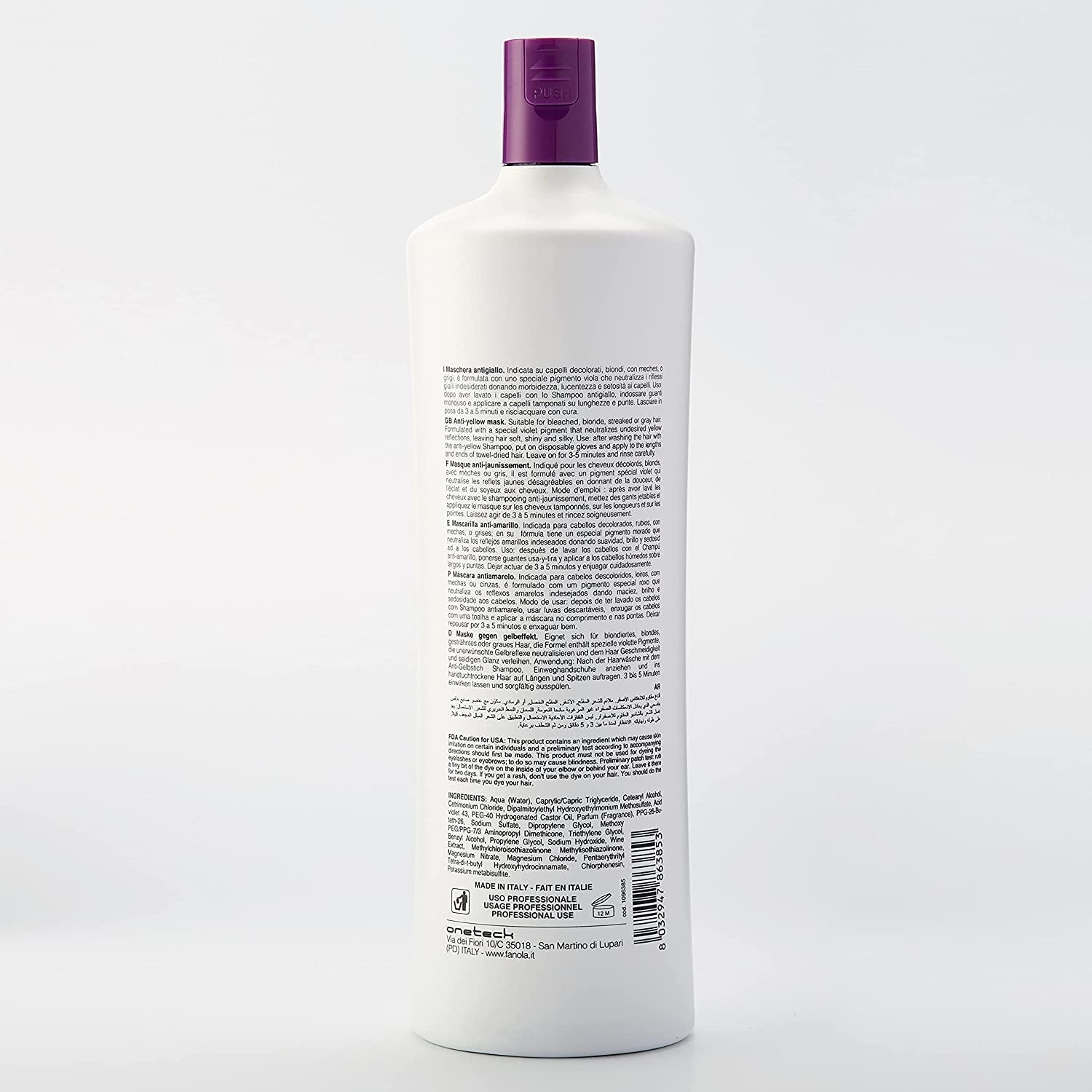 Fanola No Yellow Mask - pečující kúra, 1l masky na vlasy Naty Shop