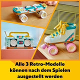 Hračka na kolečkové brusle LEGO Creator 3v1 pro dívky a chlapce s mini skateboardem a Boomboxem, retro dekorace do ložnice, dárek k narozeninám pro 8 let 31148 Stavebnice Besuche den LEGO-Store