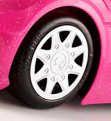 Panenka Barbie a růžový třpytivý kabriolet, realistické pneumatiky, logo, hračka pro děti od 3 let, DJR55