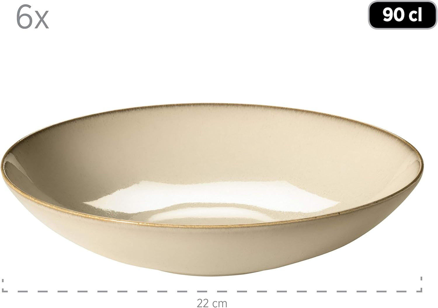 MÄSER 931734 Ossia, Teller-Set für 6 Personen im Mediterranen Vintage-Look, 12-ti moderní Tafelservice mit Suppentellern und Speisetellern v sandigem Grau, Keramik, Sandgrau