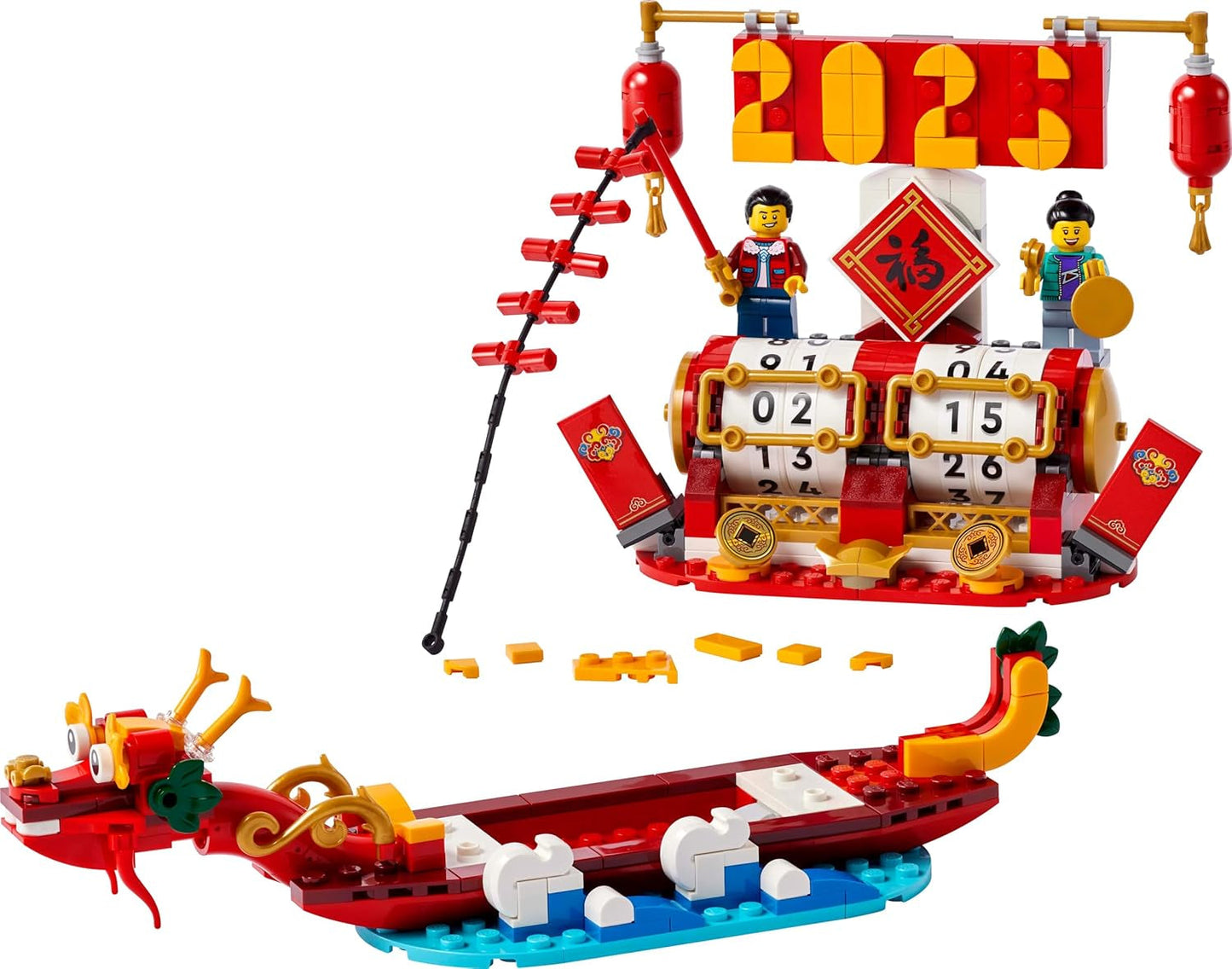 LEGO Vánoční kalendář, Čínský sváteční dárek pro chlapce a dívky, Lunární novoroční stavebnice, umožňuje dětem nápadité hraní, Slavnostní hračka, Čínská novoroční dekorace 40678 Stavebnice Besuche den LEGO-Store