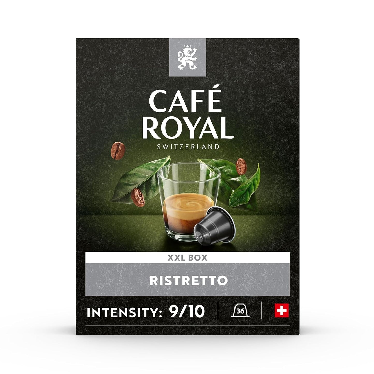 Café Royal Ristretto 36 Kapsel für Nespresso Kaffee Maschine - 9/10 Intensität - UTZ-zertifiziert Kaffeekapseln aus Aluminum (Backung mit 3)