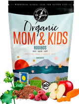VITSTORM® BIO TEE Mom & Kids - Čaj pro ženy a kojící ženy - Rooibos, jablko, fenykl, meduňka, alchemilka, jahoda - Relaxační čaj - Ovocný a lahodný - Bez kofeinu - Bylinný čaj 100 g