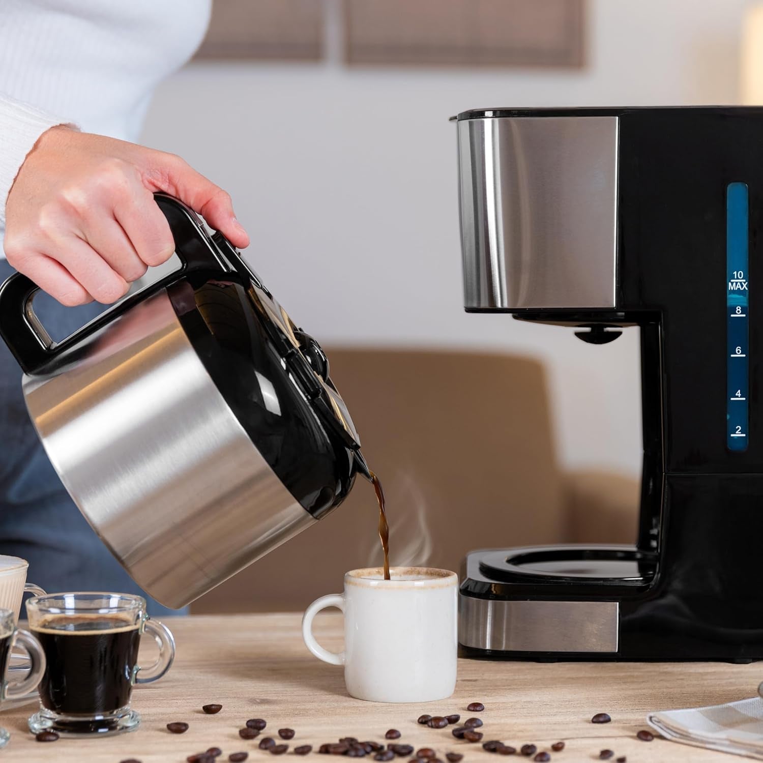 Překapávací kávovar Cecotec Coffee 66 Drop & Thermo, 950 W, 1,2 l, 10 šálků, technologie ExtremeAroma, funkce proti odkapávání, indikátor hladiny vody, opakovaně použitelný hlavní filtr, ochrana proti přehřátí