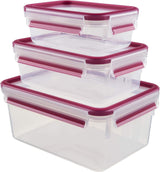 Emsa 515585 Food Clip & Close | 3dílná sada | plast | průhledná / zelená | 0,55 / 1 / 2,2 litru Dózy na potraviny Naty Shop Malina 0,55 L+1,00 L+ 2,20 L