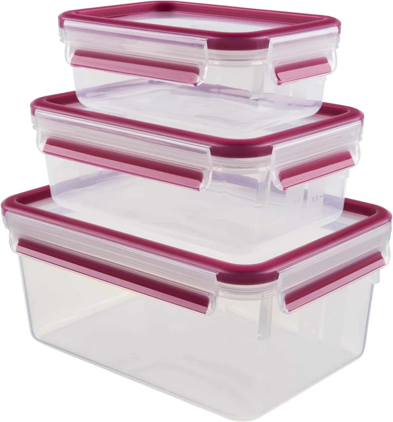 Emsa 515585 Food Clip & Close | 3dílná sada | plast | průhledná / zelená | 0,55 / 1 / 2,2 litru Dózy na potraviny Naty Shop Malina 0,55 L+1,00 L+ 2,20 L