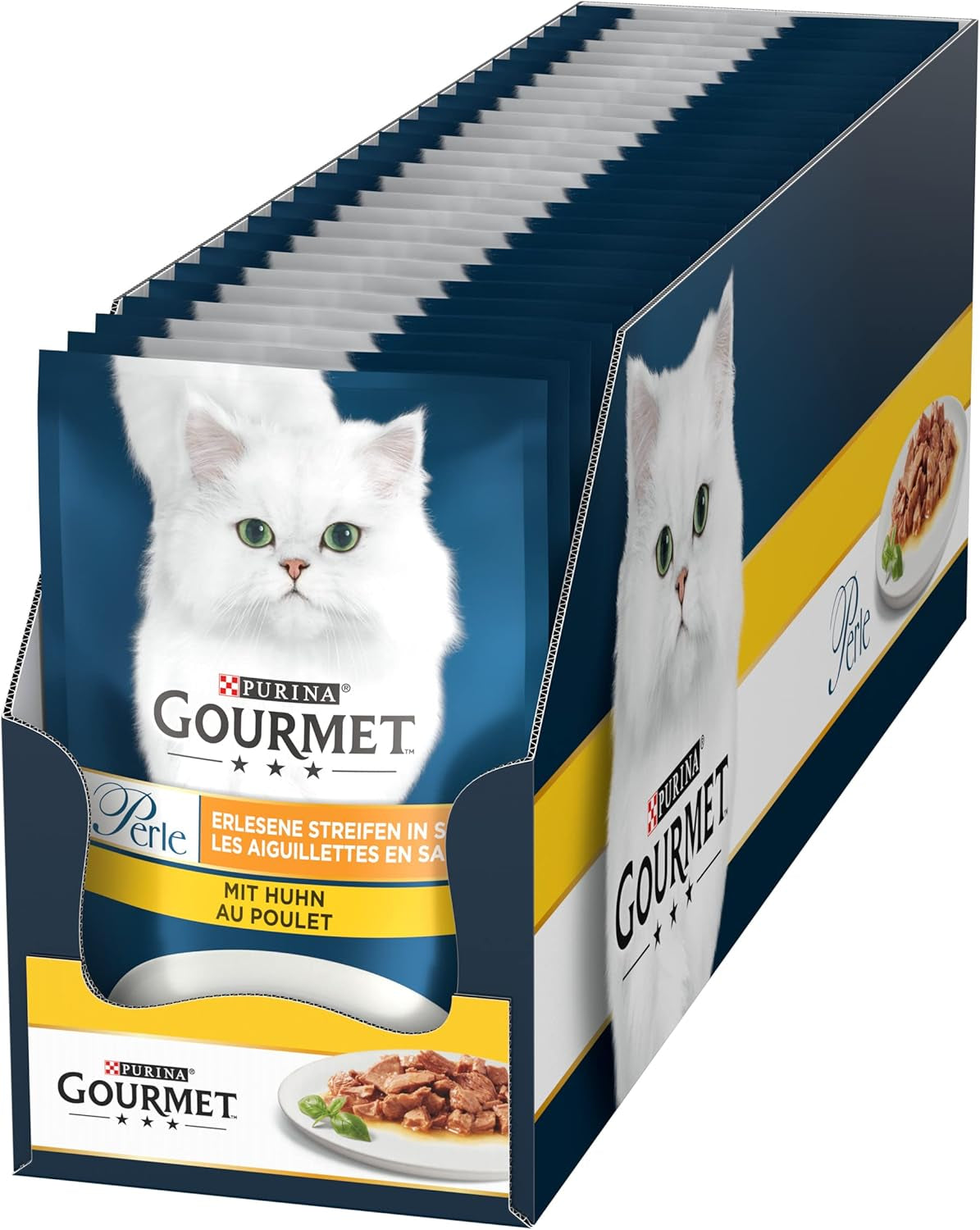 Gourmet Perle Select Strips Mokré krmivo pro kočky s kuřecím masem, balení 26 ks (26 x 85 g)