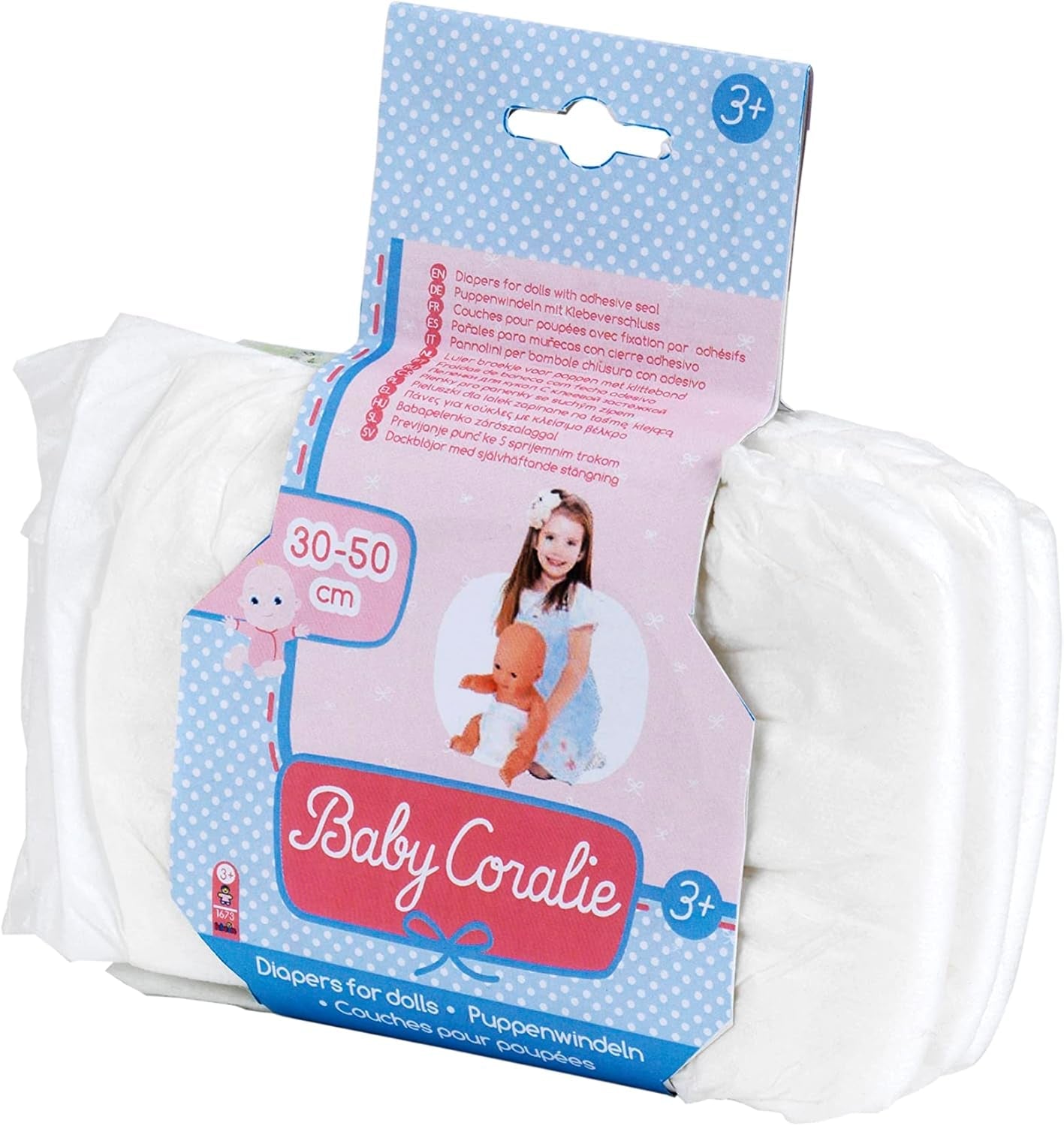 Pleny Theo Klein 1673 Baby Coralie | Pro panenky od 30 do 50 cm | Tři plenky se suchým zipem | Hračka pro děti od 3 let