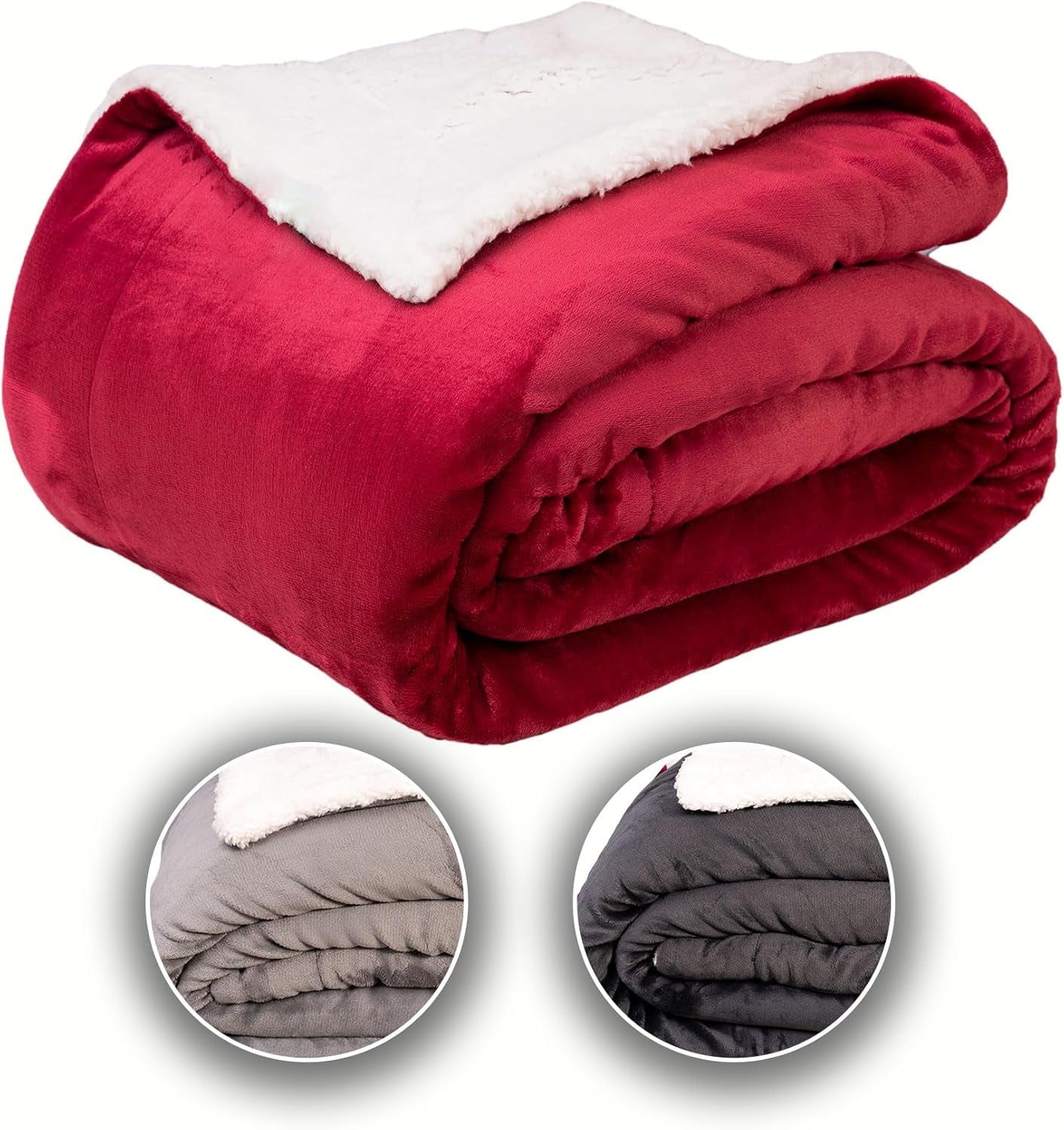 Komfortec útulná deka 150X200 Cm, Öko-Tex certifikovaná nadýchaná fleecová deka, hřejivá sherpa deka na pohovku, silná deka na pohovku, vínová Postele a deky Besuche den Komfortec-Store Burgundy 150 X 200 Cm