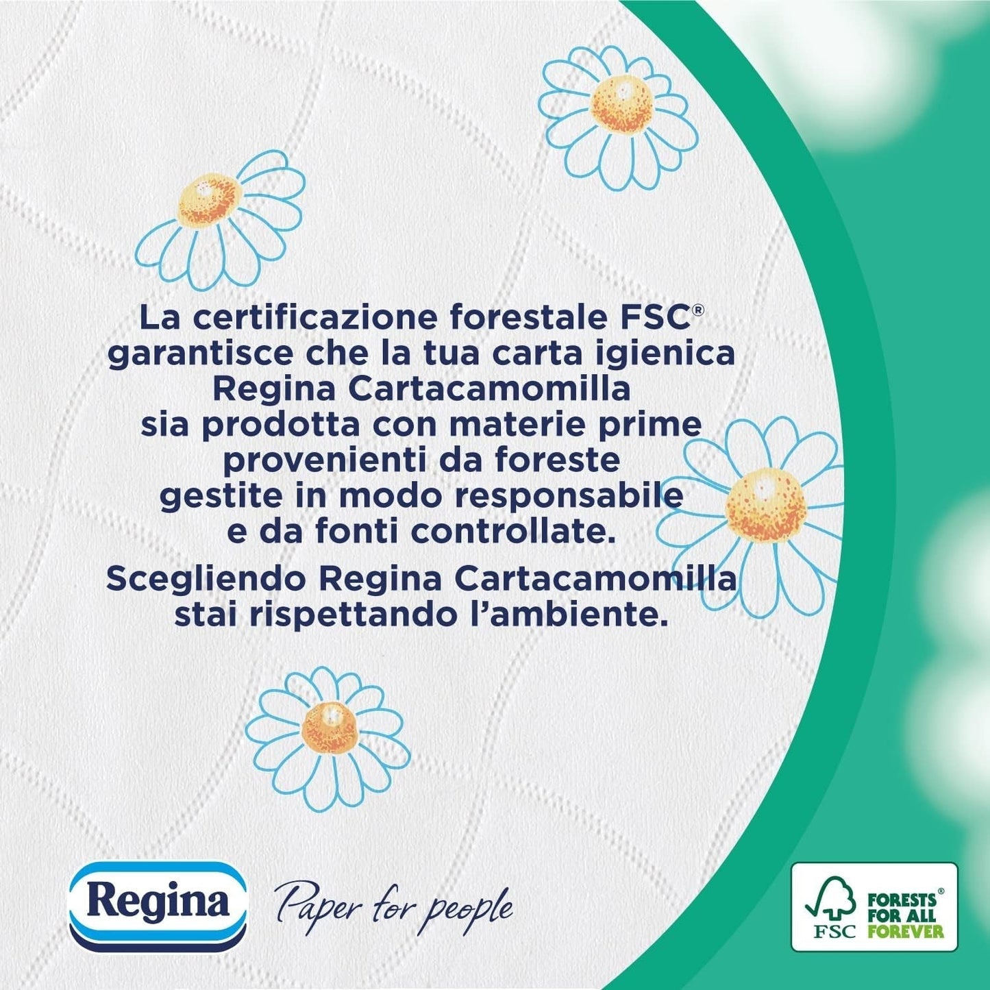 Regina Cartacamomilla – 8 rolí toaletního papíru, 300 načechraných listů, 3 vrstvy, měkký a pevný, obal z recyklovatelného papíru