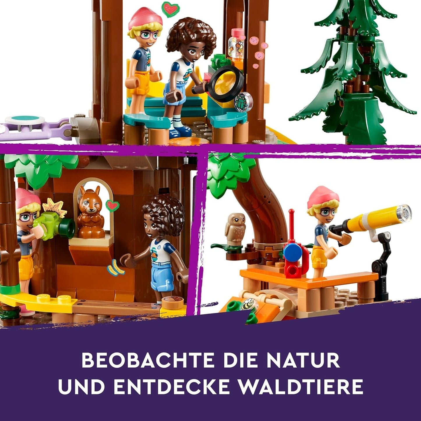 LEGO Friends Dům na stromě v dobrodružném táboře, Hrací sada pro dívky a chlapce od 8 let s 5 figurkami a 5 zvířátky, Nápad na dárek pro kreativní hry, Sportovní hračky, Dům pro panenky 42631 Stavebnice Besuche den LEGO-Store