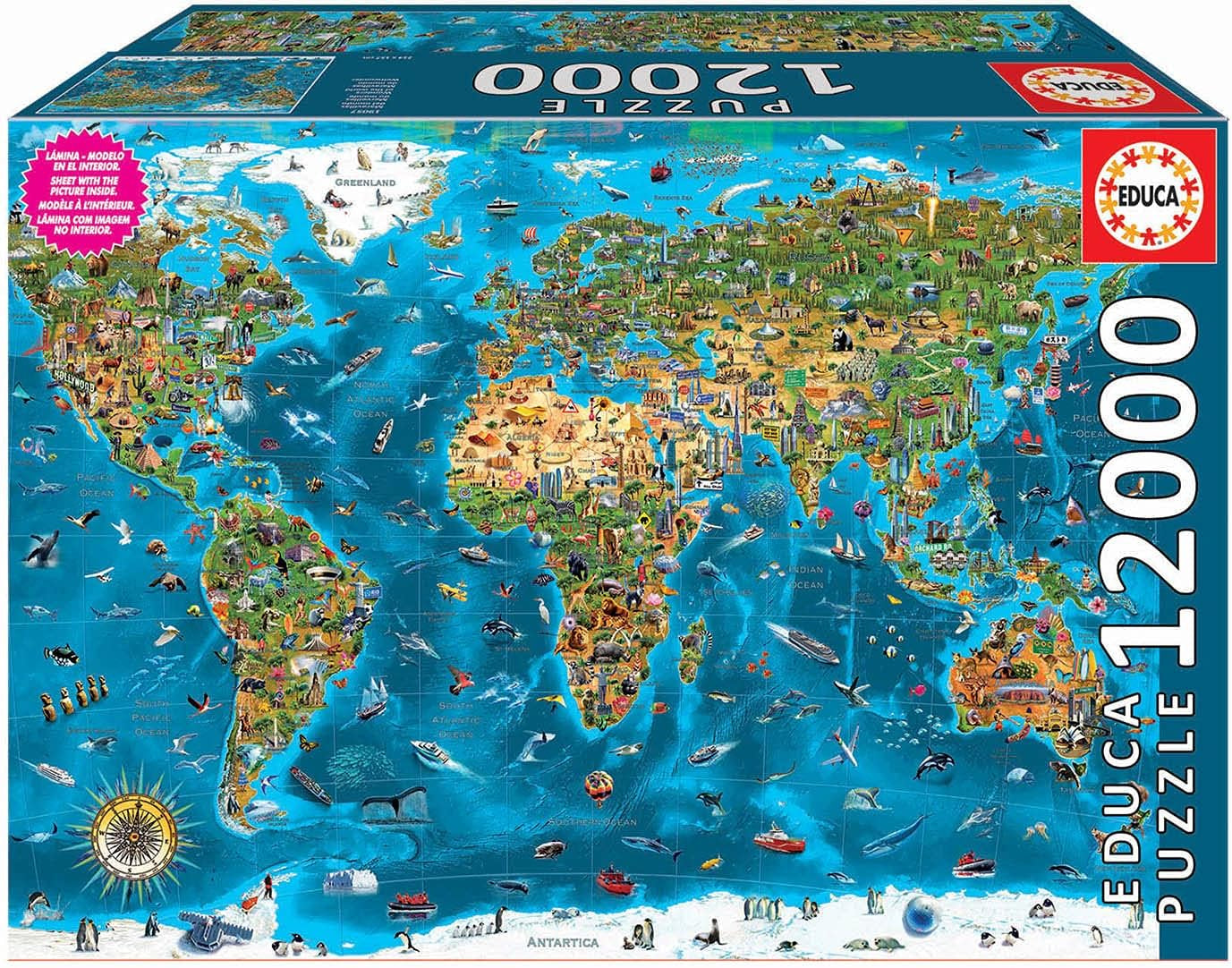 Educa - div světa, skládačka 12000 dílků pro dospělé a děti od 14 let, mapa světa (19057) Puzzle Naty Shop Výchozí název