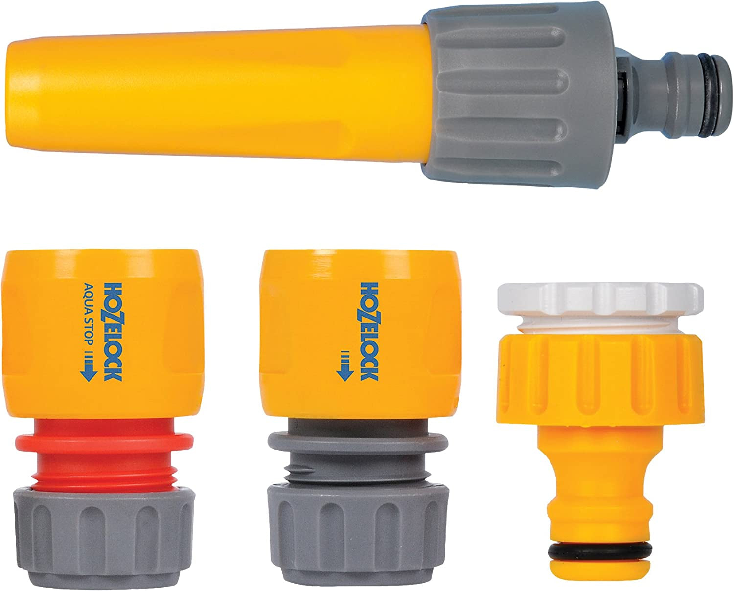 HOZELOCK - Klasická sada rozprašovacích trysek Ø 12,5 - 15 mm (1/2"- 5/8"): Startovací sada se všemi potřebnými přípojkami, 1 rozprašovací tryska, ideální pro všechny zavlažovací úkoly, 1 přípojka Aquastop [2352P0000]