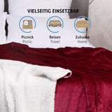 Komfortec útulná deka 150X200 Cm, Öko-Tex certifikovaná chlupatá deka, hřejivá sherpa deka na pohovku, silná deka na pohovku, vínová Postele a přikrývky Besuche den Komfortec-Store