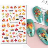JMEOWIO Nálepka na nehty Herbst 9 Blatt Nálepka na nehty Selbstklebend Nagelaufkleber Kürbis Ahornblatt Erntedankfest Dekoration Nageldesign Zubehör