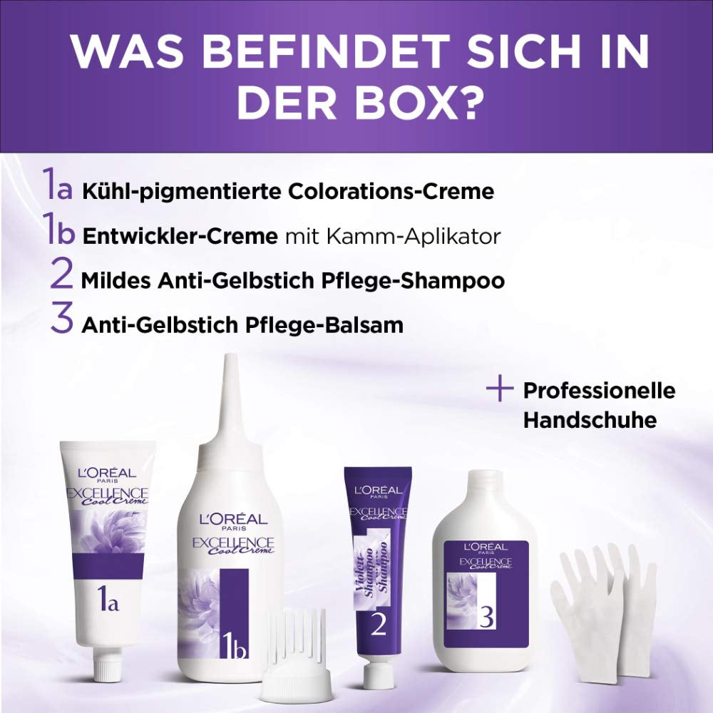 L'Oréal Paris Permanentní barva na vlasy s ultra studeným barevným výsledkem, 100% krytí šedivých vlasů, sada s barvením, šamponem a pečujícím krémem, Excellence Cool Creme, č. 7.11 Ultra cool středně blond (Blond) Barva na vlasy Naty Shop