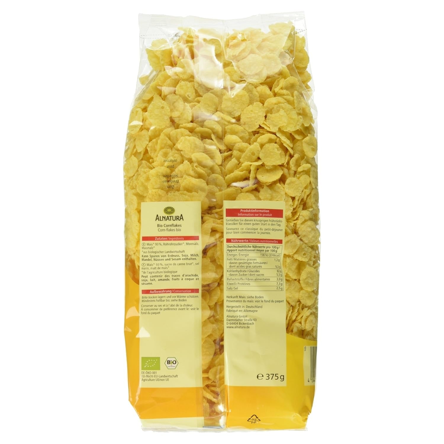 Bio Cornflakes, Bezlepkové, 375G Cereálie Naty Shop