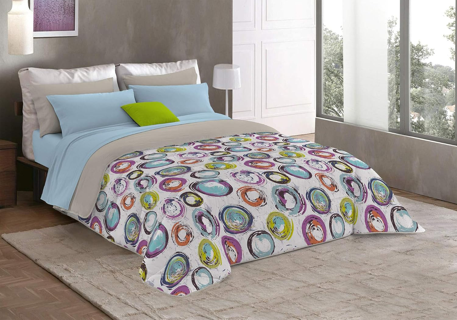 Fantasy T-Fa-Hypnotic-1P Zimní přikrývka, Mikrovlákno, Hypnotická, 170X260Cm Přikrývky a přikrývky Naty Shop Cerchi Astratti 260X260 Cm