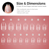Modelones Nail Tips 510 kusů – sada nehtových špiček s úplným krytem, ​​sada gelových špiček, předleštění špiček na nehty s PMMA pryskyřicí, umělé nehty pro lepení nail art DIY, krátký squoval