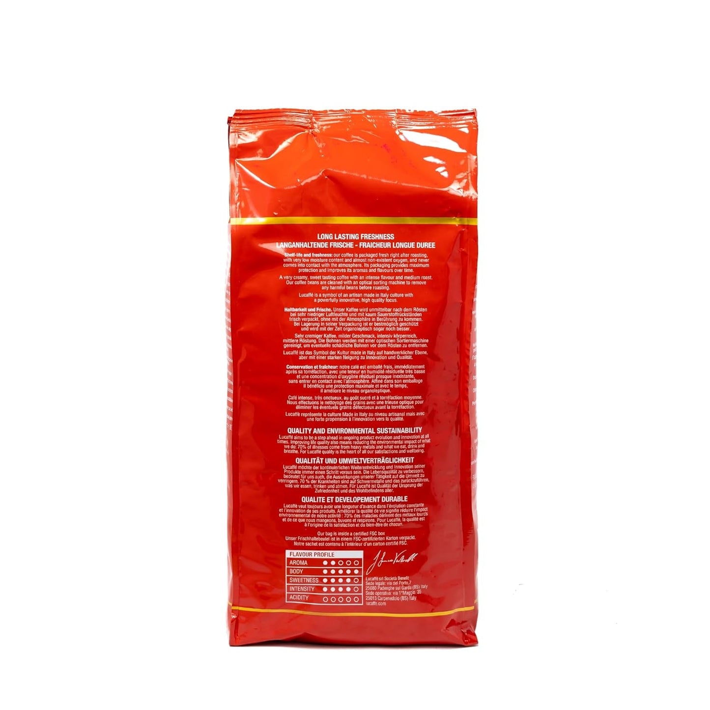 Lucaffé - Kaffeebohnen Mamma Lucia, 1 kg | Kaffee aus ganzen Bohnen für cremigen Espresso | Helle Röstung | intenzivnější a kremační Gesmack