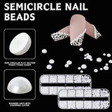 12 Größen Nail Art Perlen, Flache Perlen, Nail Art Accessoires, Halbkreis Nagelperlen, Weiße Nail Charms Und Glitzersteine ​​​​Nägel Für Nail Art Design, DIY Basteln, Alltag, Hochzeit (2 krabičky)