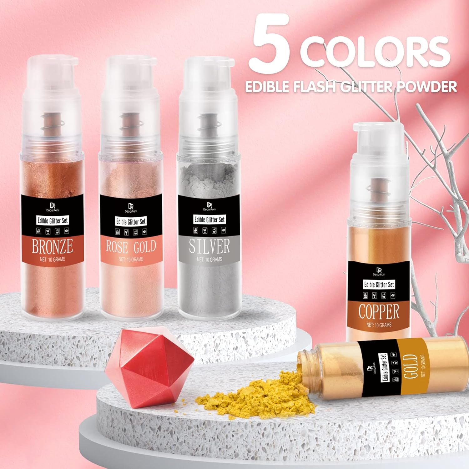 DecoRom, jedlé třpytky, prášek, 10 gramů Glitter Naty Shop
