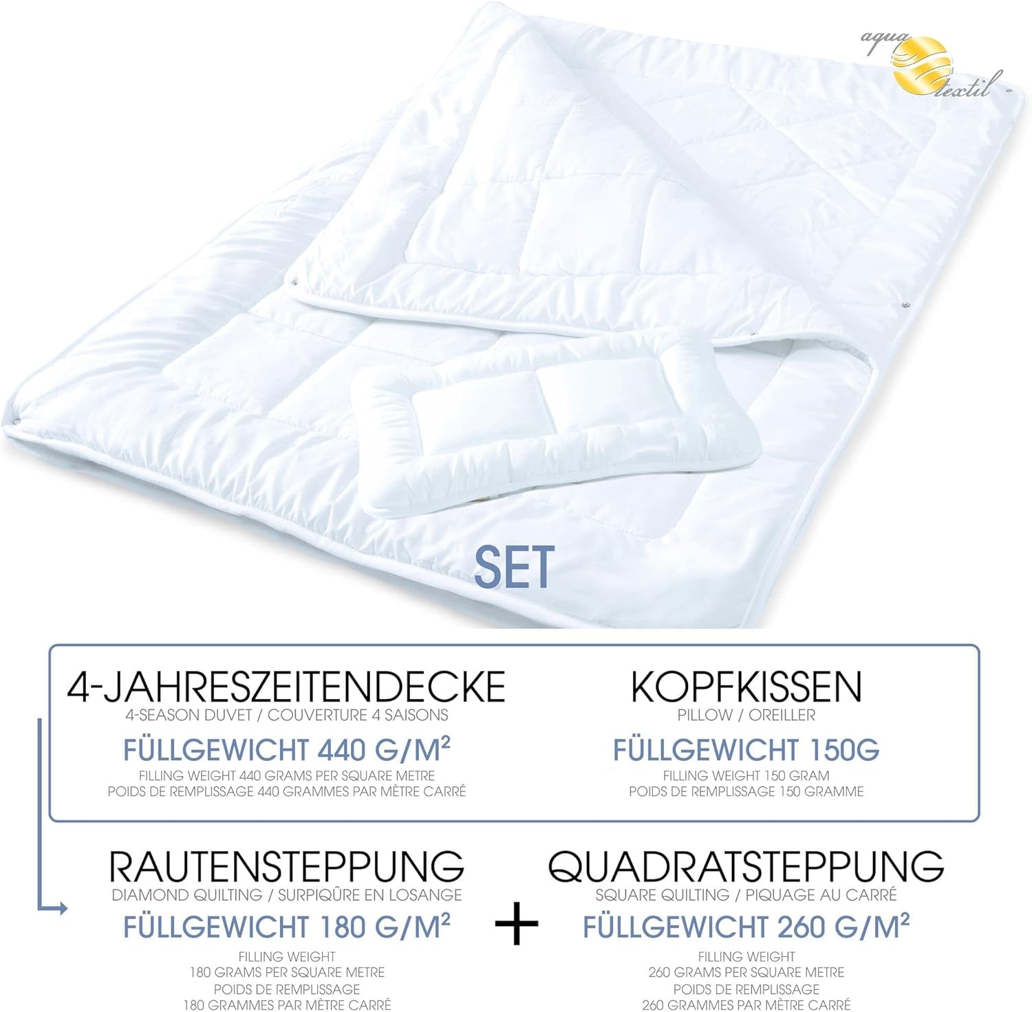 Aqua-Textil Soft Touch Set pro děti Peřina 100 X 135 Cm 250G a 350G s polštářem 40 X 60 Cm 150G Peřina 4 sezóny Klimatizace Oeko-Tex Peřiny a přikrývky Naty Shop
