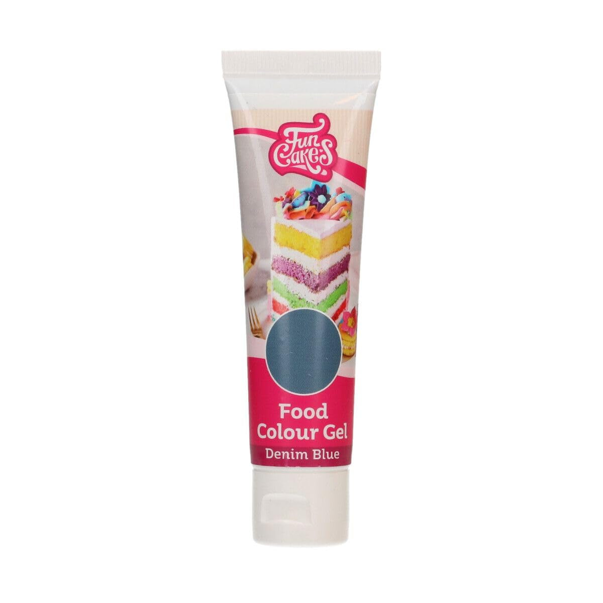Potravinářské barvivo Funcakes Gel Denim Blue: Vysoce koncentrované potravinářské barvivo na těsto, krém, fondán, marcipán, pečivo, snadné dávkování, jednotlivé kapky pro vytvoření zářivých barev, Halal, 30g