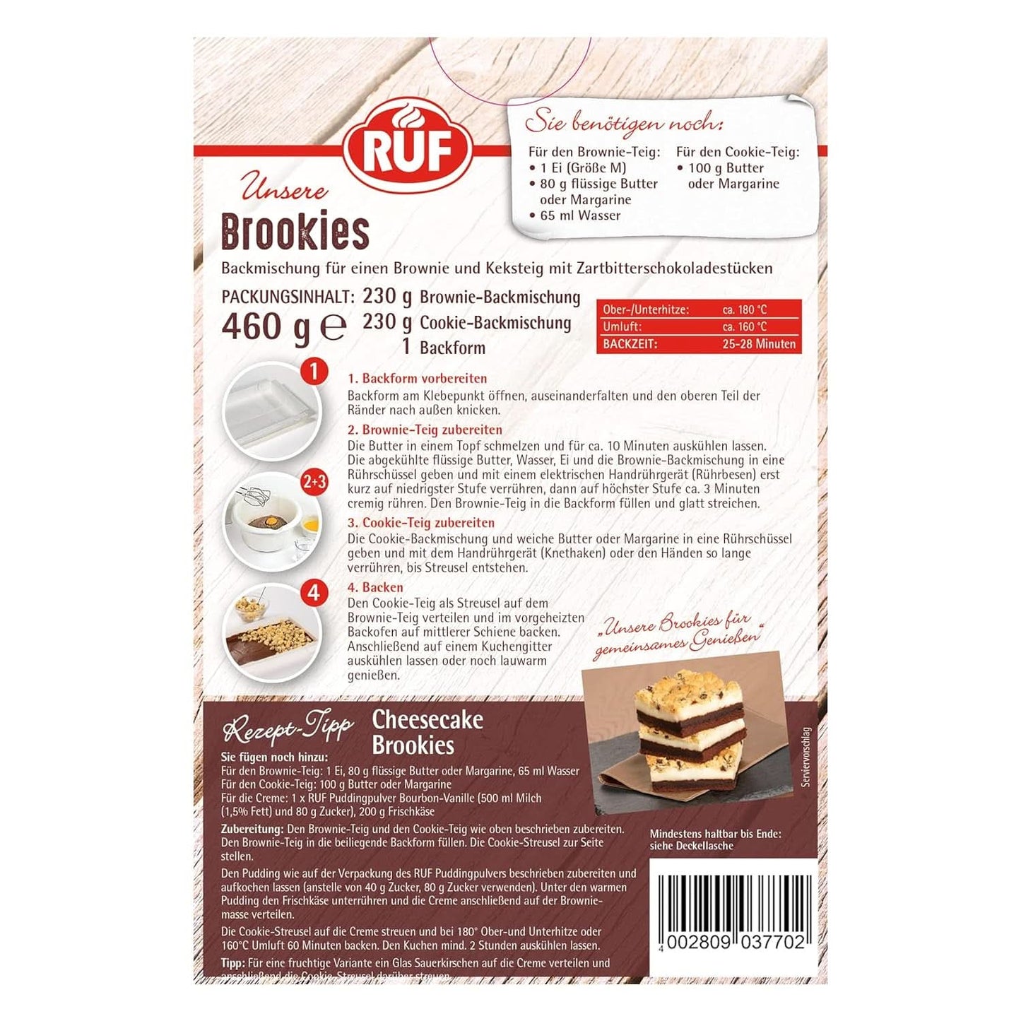 RUF Brookies, ostružinová směs a sušenky, 460 gramů Naty Shop Kitchen