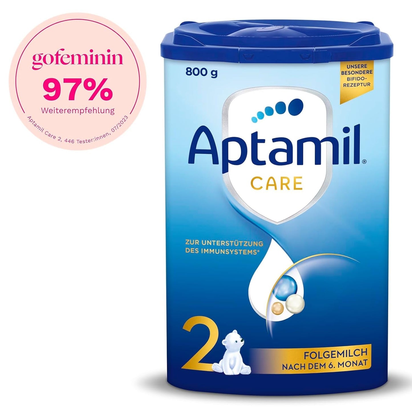 Aptamil Care 2 - Pokračovací mléko po 6 měsících, s Omega 3 a 6, DHA a ARA, bez palmového oleje, dětská výživa, sušené mléko, 1 x 800 g (balení 6 ks)