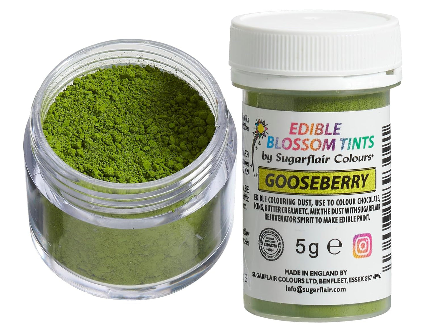 Sugarflair Blossom Tint Dust Gooseberry Food Coloring Powder - Potravinářský prášek na zdobení dortů, cukrovou pastu, fondán, polevu, čokoládu, máslový krém, makarony a další - 5G