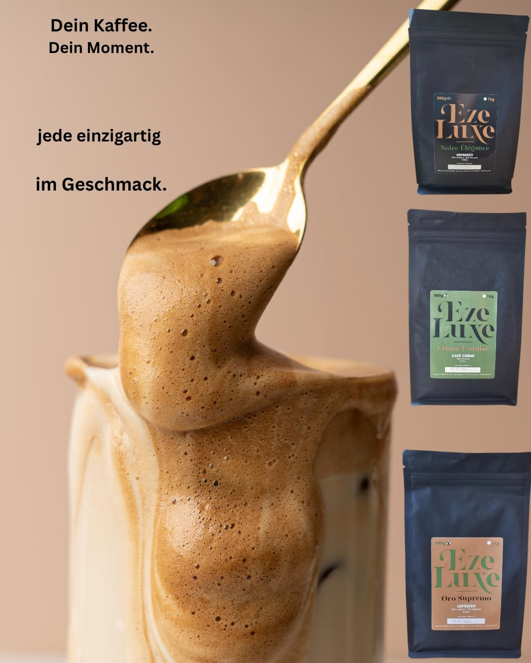 Káva Espresso Noire Elegance 500g – 50% Arabica a 50% Robusta z Brazílie a Indie – středně pražená, silná a krémová s hořkou čokoládou – intenzita 8 – vč. kávovar na espresso zdarma