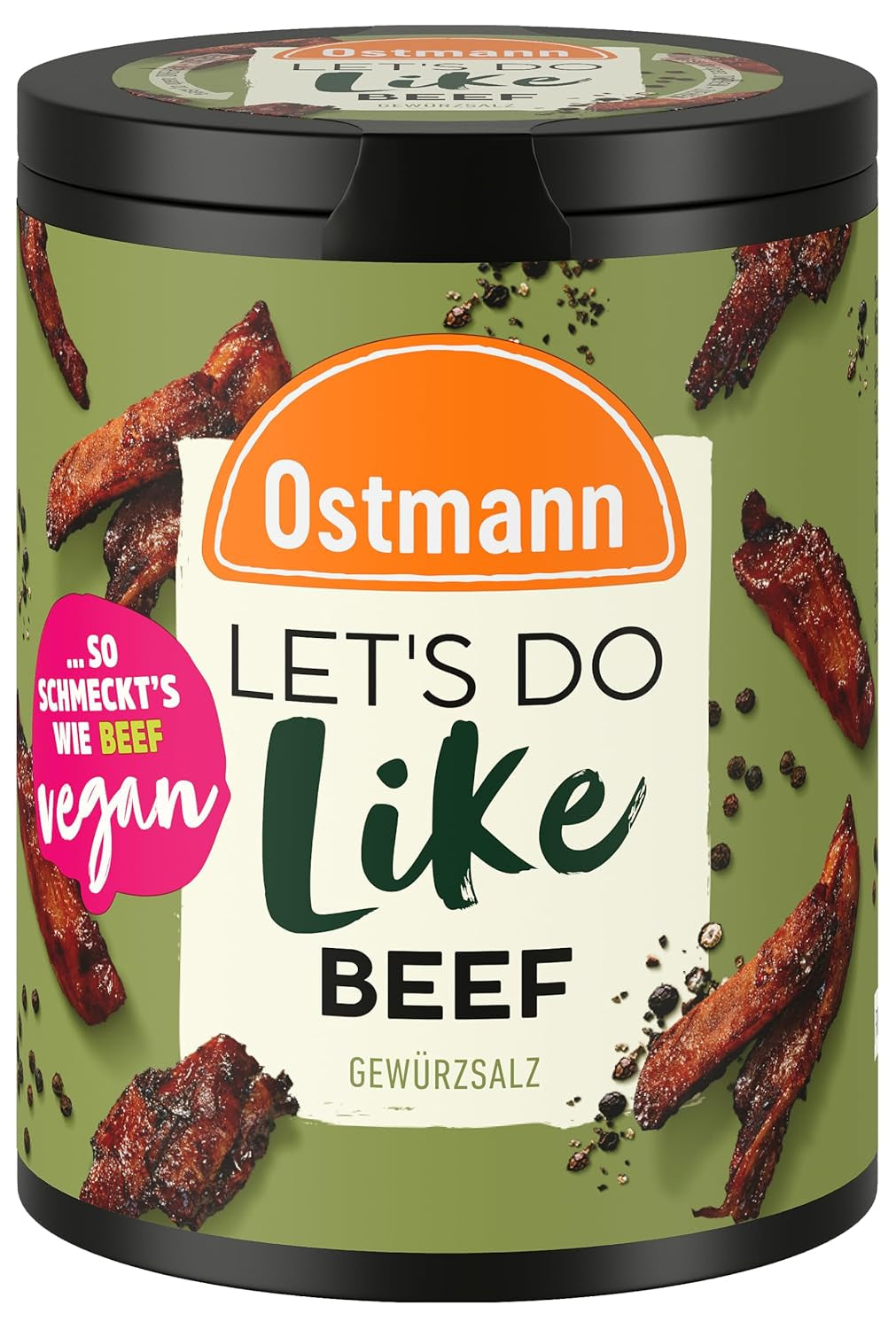Ostmann Gewürze - Pojďme jako hovězí | Rindfleisch-Geschmack für ungewürzte Fleischersatzprodukte | Gewürzsalz für Seitan, tofu, vegetariánské a veganské Gerichte | 90 g v Metalldose recyclebar