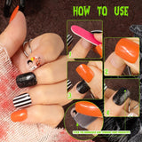 72 ks Halloweenské nehty Samolepící falešné nehty Krátké umělé nehty Samolepící lisované nehty Tipy na umělé nehty Dýňový duch Nail Art Oranžová Zelená Černá