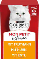 Gourmet Mon Petit Intense mokré krmivo pro kočky, drůbež, balení po 8 kusech (8 x 6 sáčků po 50 g)