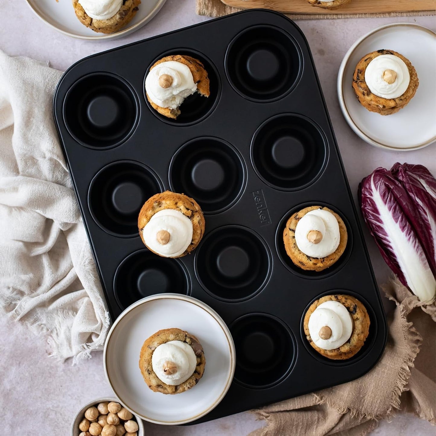 Sada Zenker Cup-Cake-Backblech 12Er – Premium Antihaftbeschichtung, Für Perfekte Cupcakes, 385X265X30Mm, Hitzebeständig Bis 230°C Formy a plechy na pečení Naty Shop