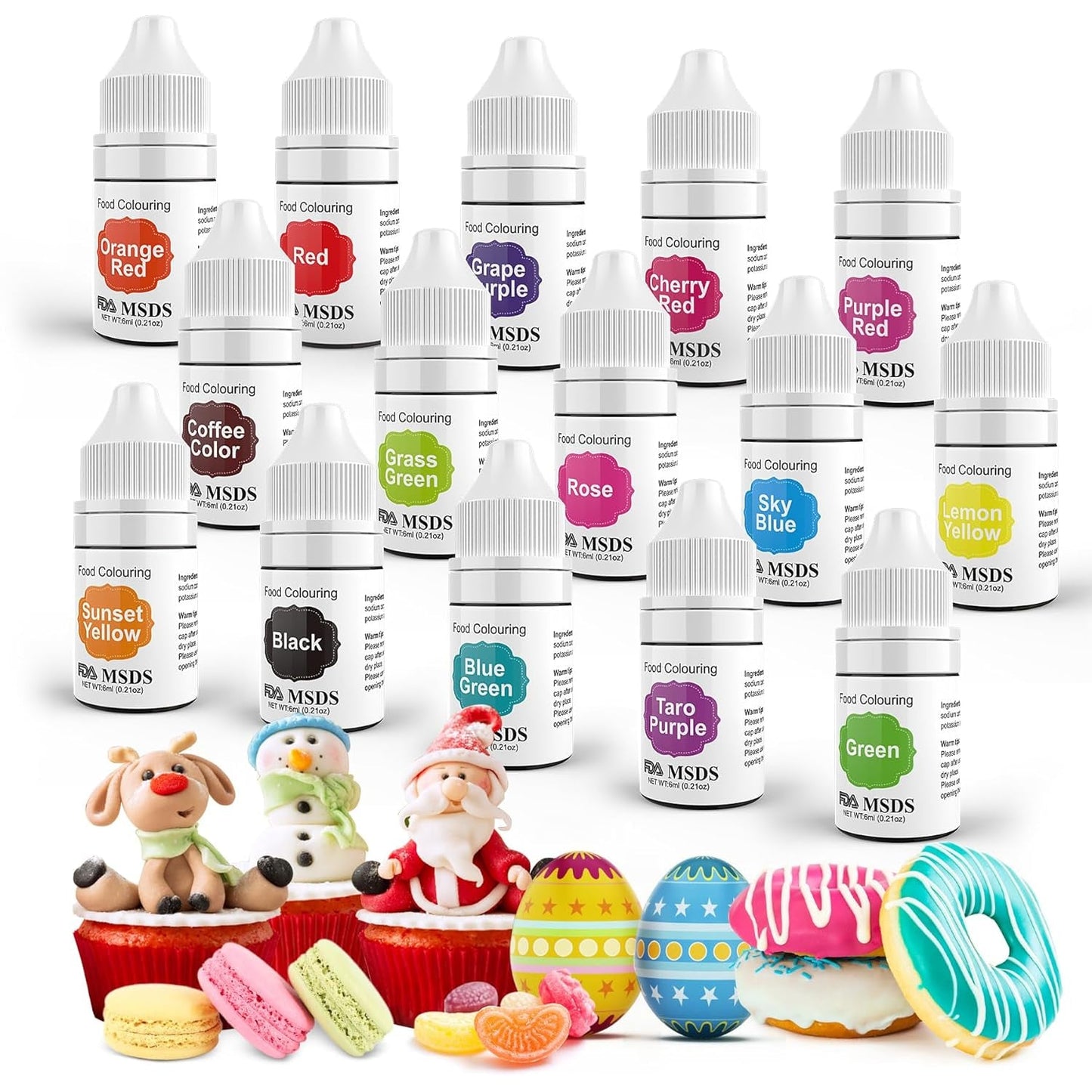 Potravinářské barvivo 9 x 10 ml, tekuté potravinářské barvivo - sada potravinářských barviv na zdobení dortů, makaronů, koblih, fudge, polevy, mýdel pro kutily, zmrzliny, barviva na mýdlo, barviva ve stříkací pistoli