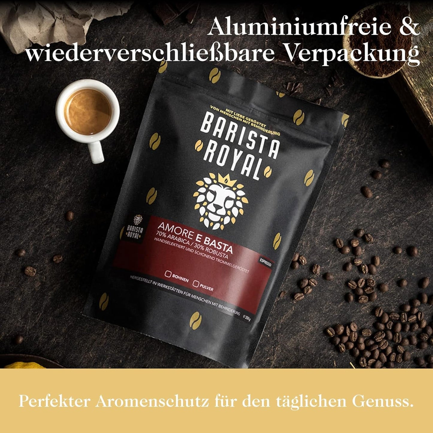 Degustační sada celozrnné kávy 5 x 350 g | Discovery balíček Kávová zrna v dárkové sadě | arabština | Fair Trade | Vegan | Ideální pro automatické kávovary na espresso, kávovary na espresso s filtrem, přelévací stroje na espresso a francouzské lisy | KRÁLOVSKÝ BARISTA