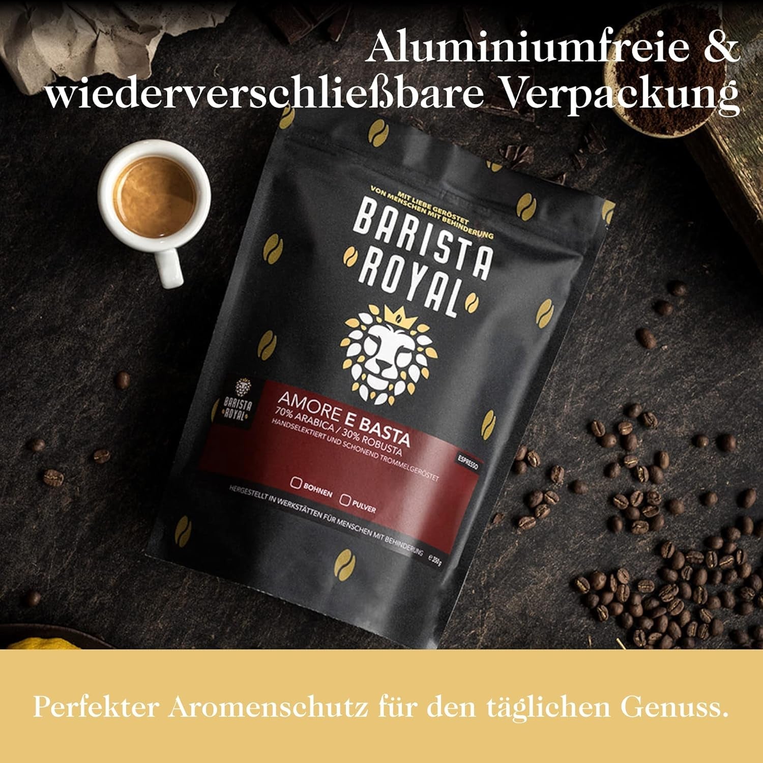Degustační sada celozrnné kávy 5 x 350 g | Discovery balíček Kávová zrna v dárkové sadě | arabština | Fair Trade | Vegan | Ideální pro automatické kávovary na espresso, kávovary na espresso s filtrem, přelévací stroje na espresso a francouzské lisy | KRÁLOVSKÝ BARISTA