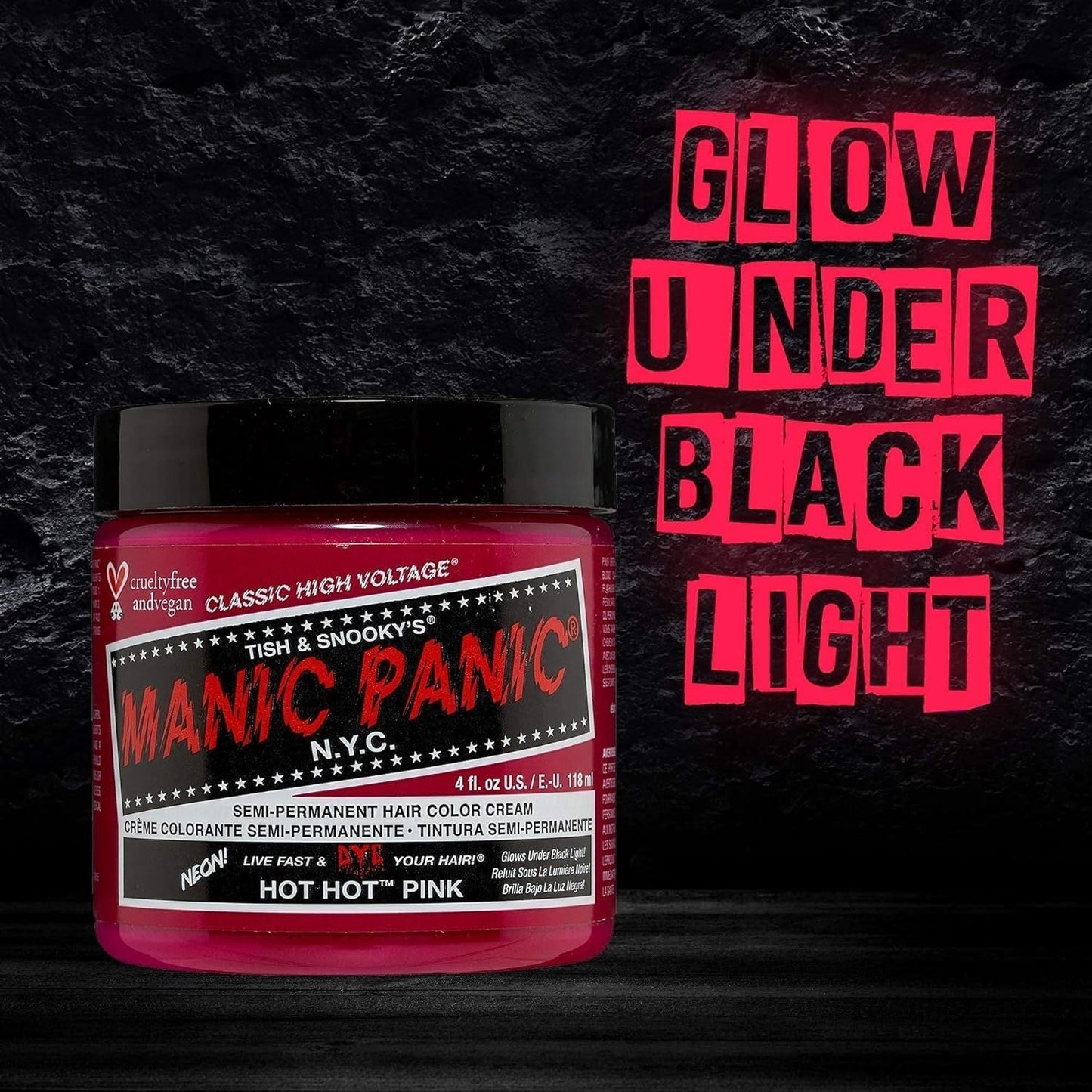 Manic Panic Hot Hot Pink Classic krém Vegano Cruelty Free Semipermanentní barva na vlasy 118 ml Naty Shop Hair Dye