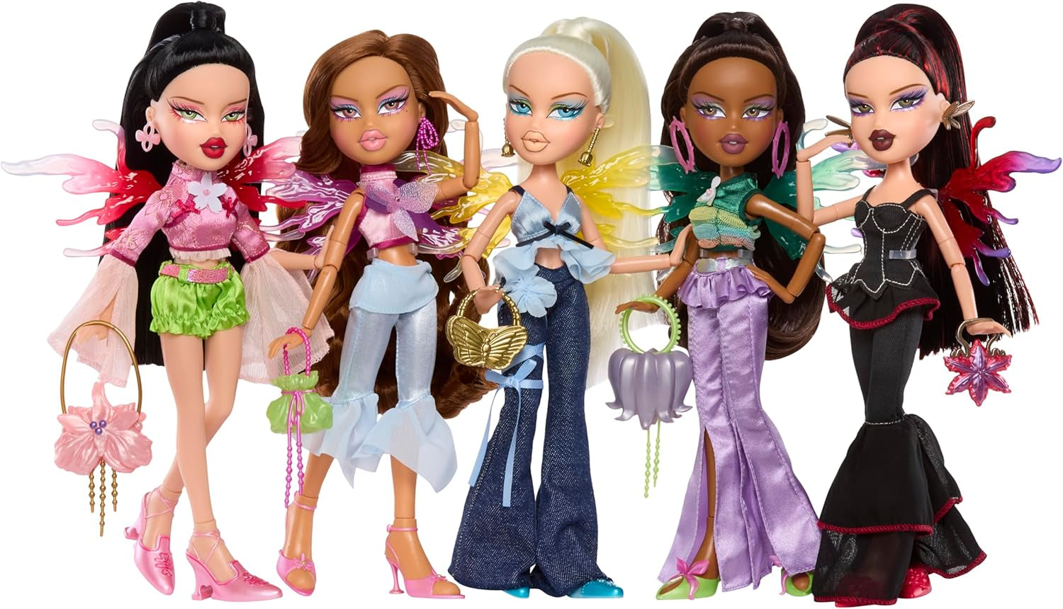 Bratz Fashion Pixiez Sasha Doll - Fantastická sběratelská panenka se skutečnou módou a doplňky, křídly, které se promění v prsten